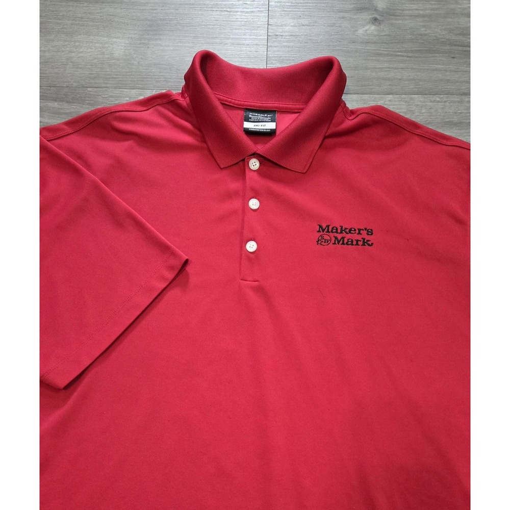 Maker's Mark Golf Polo Shirt Mens XL Red Nike Dri-FIT Whiskey Bourbon Promo